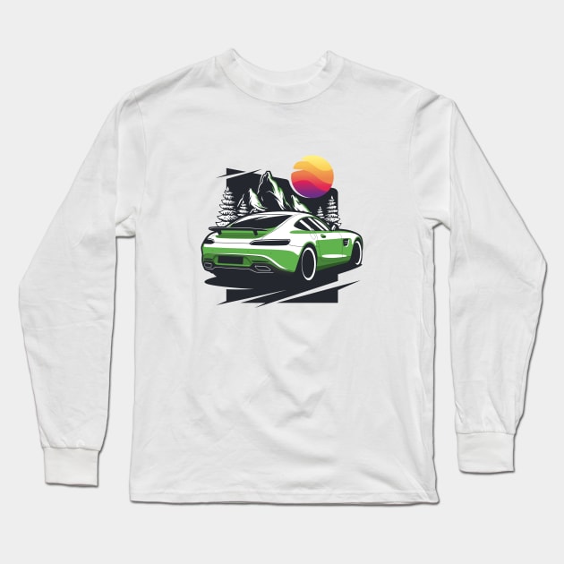 Green GT Supercar Long Sleeve T-Shirt by KaroCars